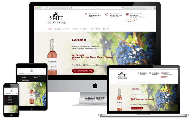 Wijnhandel Smit webdesign portfolio - Always Ahead